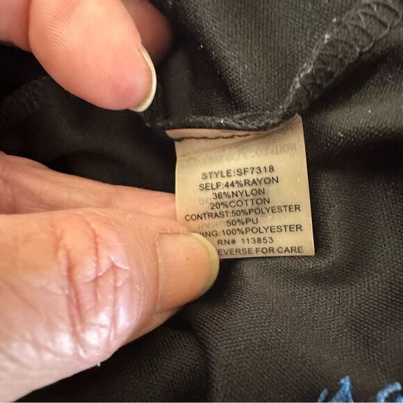 Brixon Ivy Blue Black Lace Overlay PU Trim Lined Rayon Blend Pencil Skirt Medium - Picture 11 of 12